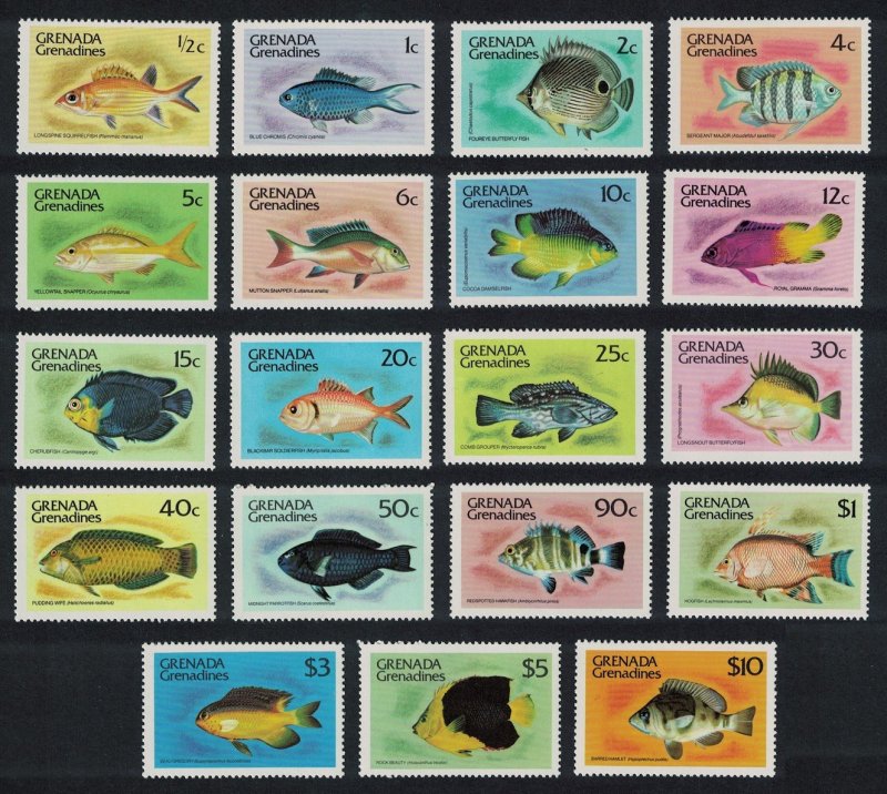 Grenadines Snapper Angelfish Grouper Parrotfish Hamlet Fishes 19v 1980 MNH