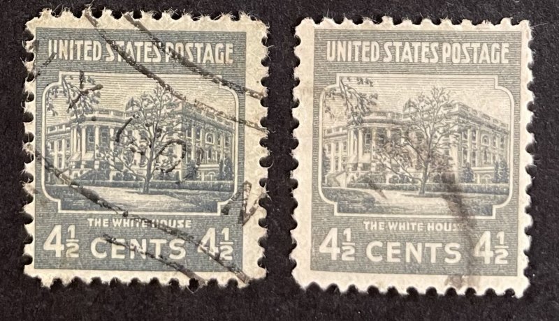 US #809 Used F/VF - 4.5c The White House 1938 VS 1943 Color Difference [B12.2.4]