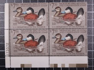 Scott RW48 1981 $7.50 Duck Stamp MNH Plate Block LL 173572 SCV - $50.00