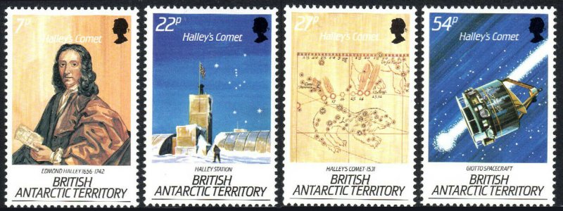 British Antarctic Territory 129-132, MNH. Halley's Comet.Giotto space probe,1986