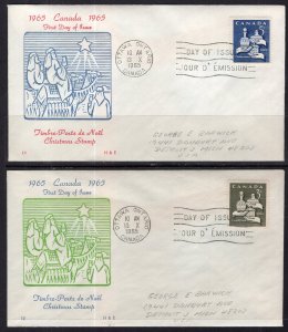 Canada 443-444 Christmas H & E Set of Two Pencil FDCs