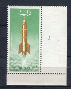 DUBAI; 1964 early Space Flight issue fine MINT CORNER 1np. value