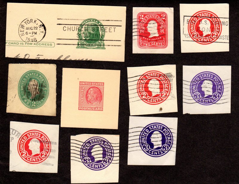 USA, Cut Squares, Lot of 10 used cut squares.  Lot 230811 -07