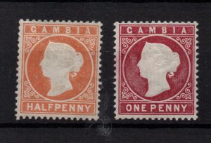 Gambia 1880 1/2 orange & 1d rose mint LHM upright WMK WS36521