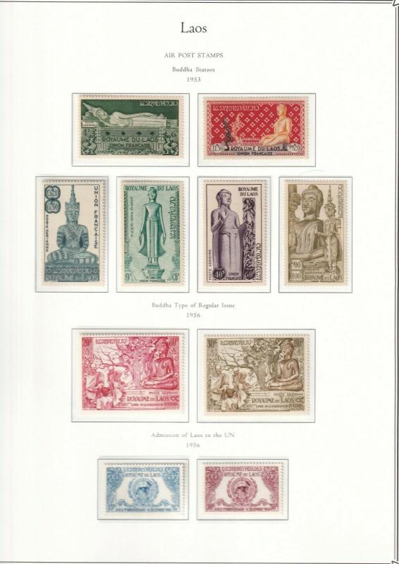 Laos - 1951- 1975 - Complete Stamp Collection - Sc 1-271 with Mini Sheets - MNH