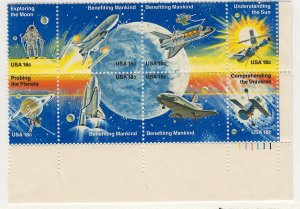 Scott # 1919a 1981 18c multi Photo   Space Achievement  Se-Tenant Block of 8 ...