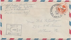 1944 APO 98, 323rd Combat Engr, Lihue, Hawaii to Altoona, Pa A/M Cens. (N8492)