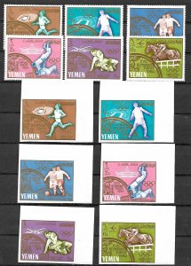 YEMEN STAMPS, 1964. OLYMPIC GAMES TOKYO.  PERF. + IMPERFORATED, MNH