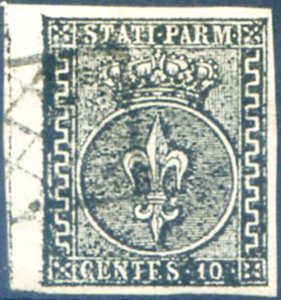 Parma. Lily 10 c. 1852. Used.