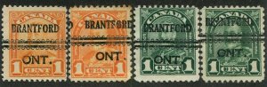 Canada Precancel BRANTFORD 3-149, 3-162, 3-163, 3-163b