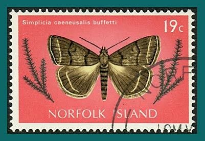 Norfolk Island 1977 Butterflies Moths 3, 19c used #211,SG189