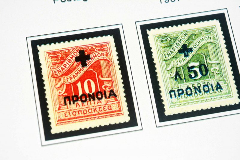 COLOR PRINTED GREECE [KINGDOM] 1945-1973 STAMP ALBUM PAGES (66 illustr. pages)