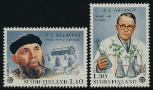 Finland 644-5 MNH EUROPA, Frans Eemil Sillanpaa, Arturi Limari Virtanen