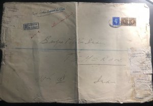 1937 Kensington England Oversized Cover To Tehran  Sc #172 King George V