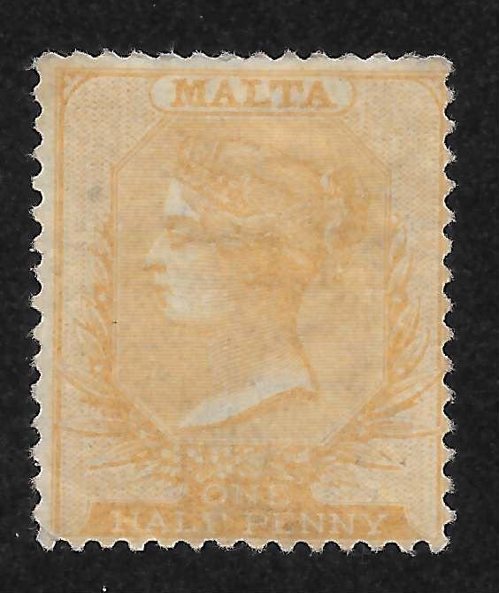Malta Scott 3 Used - 1875 ½p Queen Victoria, Perf 14, Wmk 1 - SCV $70.00