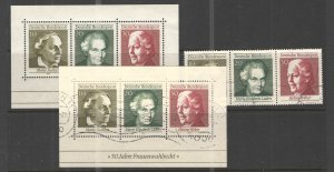 Germany - Deutsche Bundespost 1969 Sc# 1007 MNH & Used VG/F - Womens Suffrage