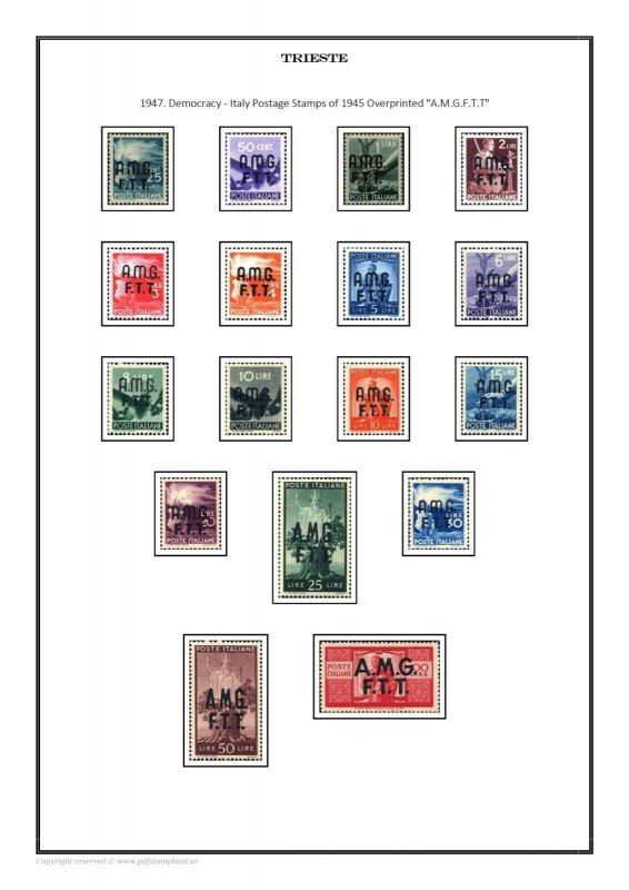 Trieste Trst Triest 1947 - 1954 (Zone A and B) PDF (DIGITAL) STAMP ALBUM PAGES