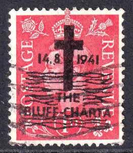 GREAT BRITAIN 1p THE BLUFF-CHARTA 1941 OVERPRINT USED F/VF SOUND