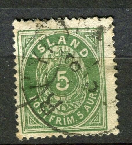 ICELAND; 1870s early classic issue used Shade of 5aur. value 