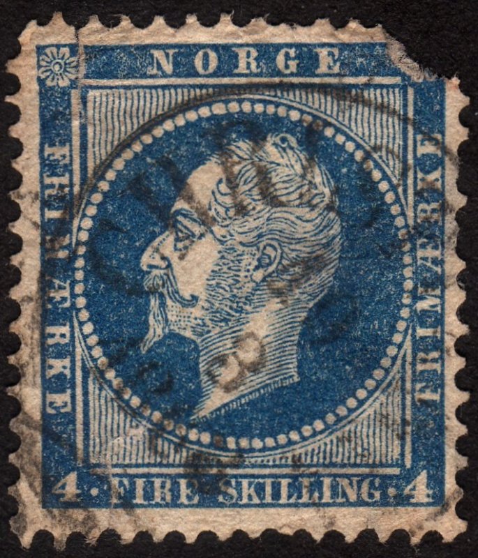 1856, Norway, 4sk, Used, Sc 4, damaged