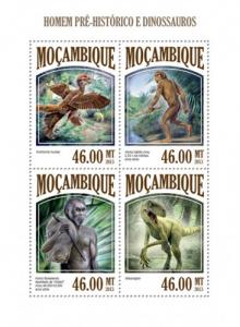 MOZAMBIQUE 2013 SHEET PREHISTORIC MEN DINOSAURS