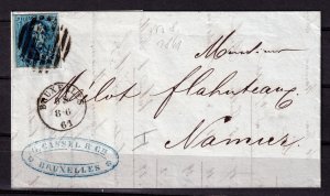 Belgium 1861- Letter Cover Bruxelles to Namur **see Scan