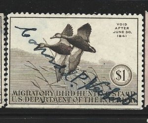 United States Scott RW7 1940 Duck stamp used se CV $50