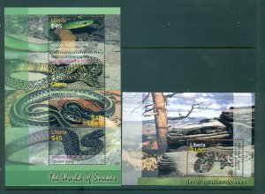 Liberia - Sc# 2394-5. 2006 Snakes. MNH Souvenir Sheets. $14.00.