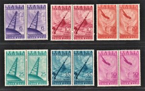 ITALY 1947 Airmail, The 50th Anniv. of Radio (6v Cpt, in Pairs) MNH CV$20