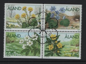 Aland islands  #130-133  cancelled  1997  spring flowers block of 4