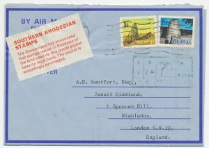 Airmail letter Southern Rhodesia 1970 Not accepted Rhodesian Stamps - Post War -