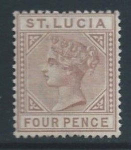 St. Lucia #33a NH 4p Queen Victoria - Die A