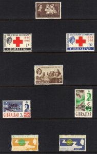 GIBRALTAR 1950-1966 COLL. OF 77 MINT NH INCOMPLETE SETS INC. SG 160-173, 200-213