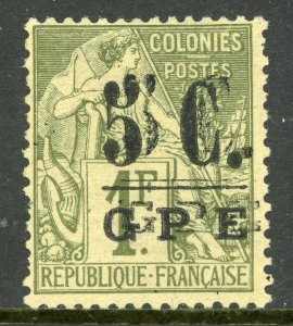 Guadeloupe 1889 French Colony 5¢/1Fr Stanley Gibbons #16a OP Double Mint  D892