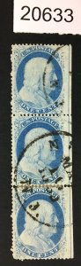 MOMEN: US STAMPS # 24 STRIP USED POS.50-70L8 LOT # 20633