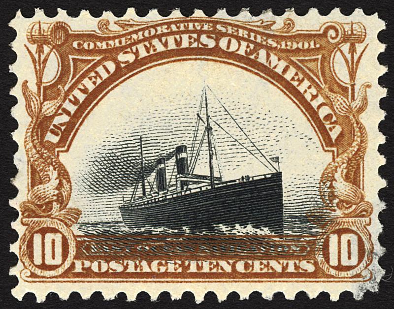 #299 10c Yellow Brown & Black 1901 ~Sinking Ship Error~ VF MNH Tiny Thin