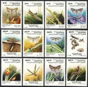 Mauritania 647-658, MNH. Michel 943-949. Butterflies 1989.Locuts,Moths,Ladybugs.