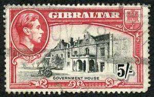 Gibraltar SG129 KGVI 5/- Perf 14 used cat 170 pounds