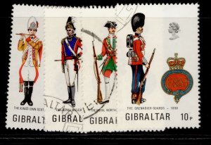 GIBRALTAR QEII SG313-316, 1973 military uniforms set, FINE USED. 