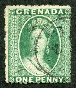 Grenada SG19 1d Green wmk Small Star (sideways) Rough Perf 14.5 Cat 9.50 pounds