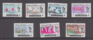 SELANGOR, MALAYSIA, 1965 Orchids, set of 7, mnh.