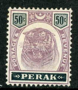 Malaya 1895 Perak 50¢ Lilac & Black Tiger Scott 55 Mint K77 ✔️