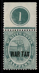 ST KITTS-NEVIS EDVII SG22, ½d dull blue-green, NH MINT. CONTROL PLATE 1 