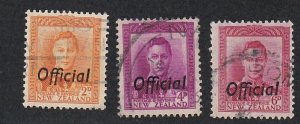 New Zealand # O93, 94, 96, Official Overprints, Used. 1/3 Cat.
