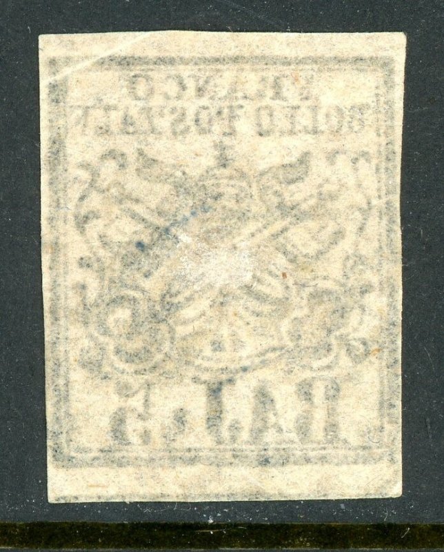 Italy 1852 Roman States 5¢ Rose Scott #6 VFU T749 ⭐⭐⭐⭐