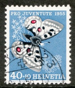 1955 Switzerland Helvetia Sc #B251 - Pro Juventute - Used Butterfly stamp Cv $6