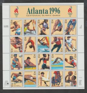 U.S. Scott #3068 Atlanta - 1996 Olympics Stamps- Mint NH Sheet - UR Plate