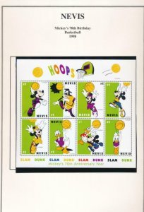 DISNEY NEVIS 1118-1123 MINT NH MICKEY'S 70TH BIRTHDAY