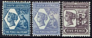 SOUTH AUSTRALIA 1894 QV SET WMK CROWN/SA PERF 13