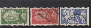 Great Britain # 286-288, Ships, Cliffs of Dover, Used, 1/3  Cat.